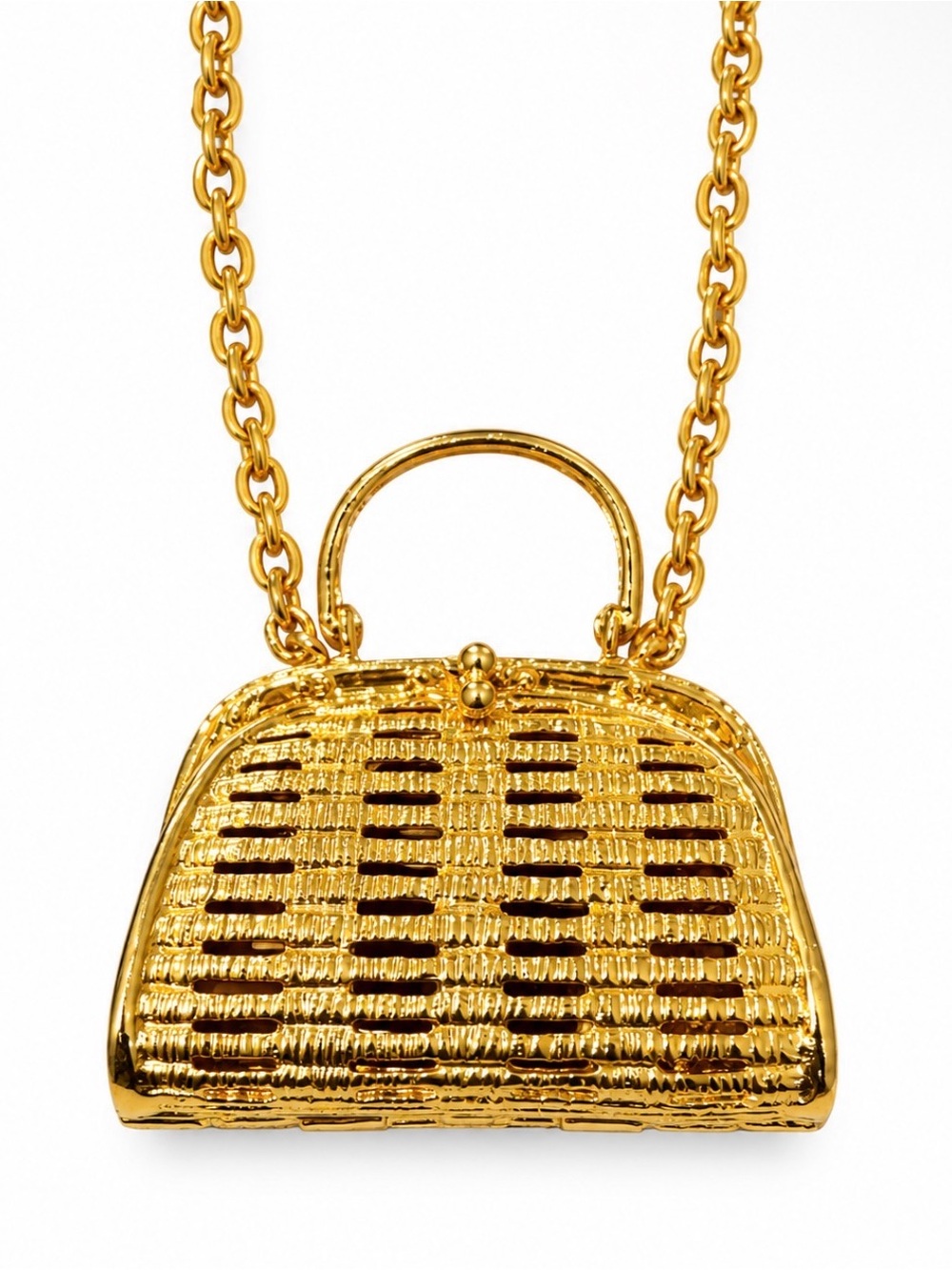 Gold Vintage Handbag Watch Necklace Mini Bag - Picture 2 of 3